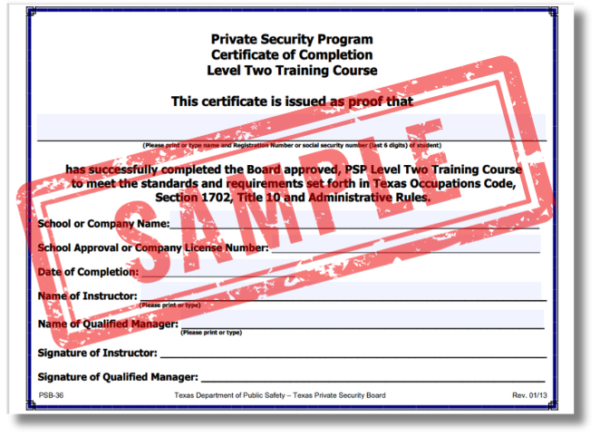 private security certificate